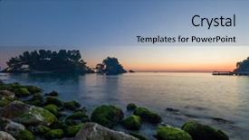  Presentation with virgin mary - Colorful PPT theme enhanced with panagias virgin mary island in parga greece backdrop and a teal colored foreground