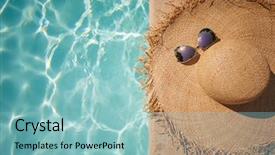  Presentation with straw - Presentation theme having panama - straw hat on the edge background and a light blue colored foreground