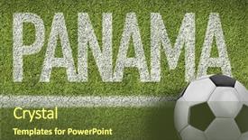  Presentation with soccer field - PPT layouts with panama ball in a soccer background and a tawny brown colored foreground