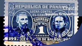  Presentation with postage - Colorful slide deck enhanced with panama-circa-1947-a-postage backdrop and a ocean colored foreground