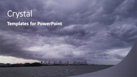  Presentation with sky - Presentation theme with panama-city-under-a-stormy background and a gray colored foreground
