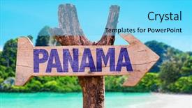  Presentation with teal beach wood - Beautiful slide deck featuring panama wooden sign with beach backdrop and a arctic colored foreground