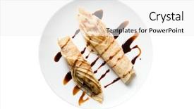  Presentation with white marble plate marble - PPT theme featuring pancake dessert at plate isolated background and a white colored foreground