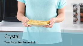  Presentation with pancake - PPT layouts with pancake in kitchen closeup cook background and a  colored foreground