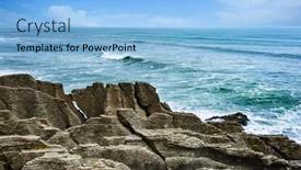 Presentation with new zealand - Cool new PPT layouts with pancake-rocks-in-punakaiki-paparoa backdrop and a light blue colored foreground
