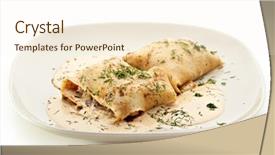  Presentation with pancake - Audience pleasing presentation theme consisting of pancake with chicken and mushrooms backdrop and a cream colored foreground
