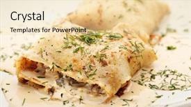  Presentation with pancake - Presentation theme enhanced with pancake with chicken and mushrooms background and a lemonade colored foreground