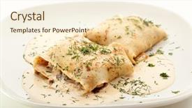  Presentation with pancake - Beautiful PPT layouts featuring pancake-with-chicken-and-mushrooms backdrop and a cream colored foreground