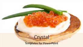  Presentation with pancake - Slide set featuring pancake with red caviar isolated on white background and a lemonade colored foreground