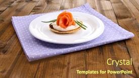  Presentation with green color - Cool new slides with pancake-with-salmon-and-mayo backdrop and a tawny brown colored foreground