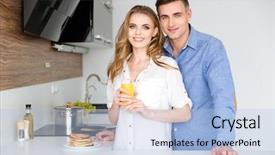  Presentation with orange juice - Presentation theme consisting of pancakes and fresh orange juice background and a  colored foreground