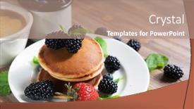  Presentation with healthy breakfast - Audience pleasing presentation theme consisting of pancakes-for-breakfast-with-blackberries backdrop and a coral colored foreground