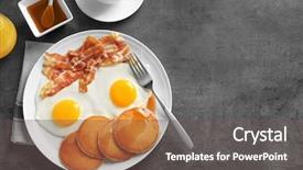  Presentation with bacon - Beautiful theme featuring pancakes fried eggs and bacon backdrop and a gray colored foreground