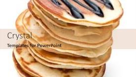  Presentation with syrup - Amazing slide deck having pancakes stack with chocolate syrup on white background backdrop and a yellow colored foreground