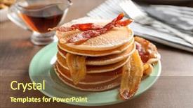  Presentation with banana - Audience pleasing theme consisting of pancakes with bacon and banana backdrop and a tawny brown colored foreground