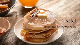  Presentation with banana - PPT theme consisting of pancakes with bacon and banana background and a  colored foreground
