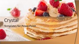  Presentation with syrup - Theme featuring pancakes with berries and maple background and a coral colored foreground