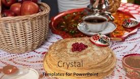  Presentation with festival - Theme enhanced with pancakes-with-berries-and-sour background and a coral colored foreground