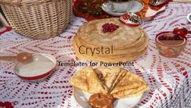  Presentation with berries - Presentation theme consisting of pancakes-with-berries-and-sour background and a coral colored foreground