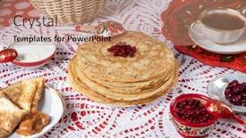  Presentation with festival - Slides featuring pancakes-with-berries-and-sour background and a coral colored foreground