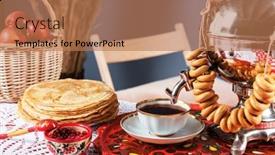  Presentation with festival - Theme having pancakes-with-berries-and-sour background and a coral colored foreground