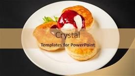  Presentation with sauce - Colorful presentation design enhanced with pancakes-with-berries-sauce backdrop and a yellow colored foreground