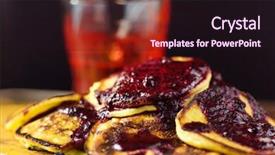  Presentation with blueberry - Presentation design with pancakes-with-blueberry-sauce background and a wine colored foreground