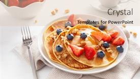 Presentation with strawberry - Amazing PPT layouts having pancakes-with-blueberry-strawberry-honey backdrop and a lemonade colored foreground