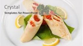  Presentation with caviar - Slide deck consisting of pancakes with caviar background and a white colored foreground