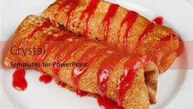  Presentation with syrup - Slide deck having pancakes with cottage cheese topped with syrup background and a red colored foreground