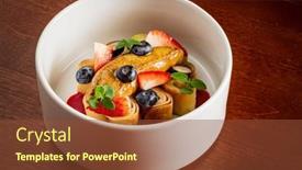  Presentation with sauce - Presentation featuring pancakes-with-fresh-berries background and a tawny brown colored foreground