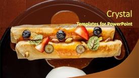  Presentation with sauce - Slide set featuring pancakes-with-fresh-berries background and a tawny brown colored foreground