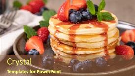  Presentation with syrup - Presentation theme consisting of pancakes-with-fresh-strawberries-blueberries background and a tawny brown colored foreground