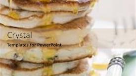  Presentation with syrup - PPT theme having pancakes-with-maple-syrup background and a coral colored foreground