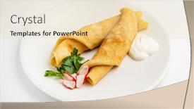  Presentation with white marble plate marble - PPT layouts enhanced with pancakes-with-sour-cream background and a lemonade colored foreground