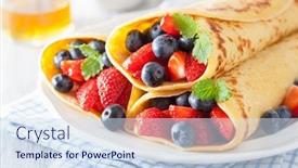  Presentation with blueberry - Beautiful presentation theme featuring pancakes-with-strawberry-blueberry backdrop and a sky blue colored foreground