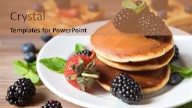  Presentation with blueberries - Theme enhanced with pancakes-with-various-berry background and a coral colored foreground