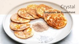  Presentation with cinnamon - PPT layouts featuring pancakes-witih-sugar-and-cinnamon background and a coral colored foreground