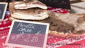  Presentation with market - Theme having pancetta-market-in-nyons-rhone background and a coral colored foreground