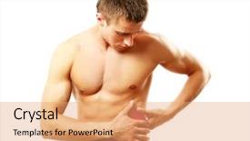  Presentation with abdominal - Colorful slide set enhanced with pancreas - abdominal pain man isolated backdrop and a coral colored foreground