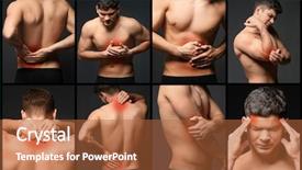  Presentation with pancreas - Beautiful slide set featuring pancreas - collage of young man suffering backdrop and a red colored foreground