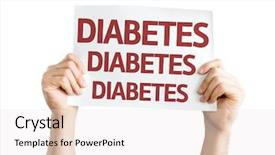  Presentation with diabetes - Amazing PPT theme having pancreas - diabetes card isolated on white backdrop and a sky blue colored foreground