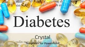  Presentation with diabetes - Amazing theme having pancreas - diabetes word and pills closeup backdrop and a lemonade colored foreground