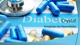  Presentation with diabetes - Theme enhanced with pancreas - diabetes word with stethoscope background and a light blue colored foreground