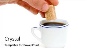  Presentation with ingredients brown sugar coffee beans - Theme featuring pancreas - hand putting a sugar background and a  colored foreground