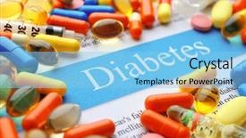  Presentation with diabetes - PPT theme with pancreas - lot of pills diabetes concept background and a light blue colored foreground
