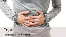  Presentation with abdominal - Audience pleasing slide set consisting of pancreas - man suffering from abdominal pain backdrop and a light gray colored foreground