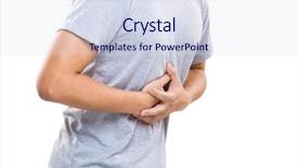  Presentation with stomach - Beautiful PPT theme featuring pancreas - man with strong stomach pain backdrop and a sky blue colored foreground