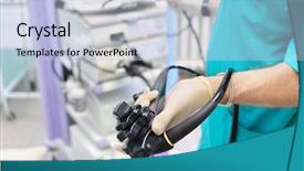  Presentation with pancreas - PPT theme consisting of pancreas - manipulator digital endoscope for diagnosis background and a light blue colored foreground