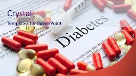  Presentation with diabetes - Cool new theme with pancreas - pills and syringe on paper backdrop and a sky blue colored foreground